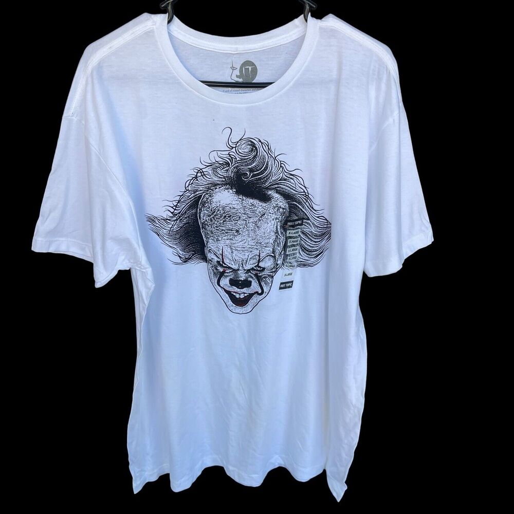 Hot Topic Pennywise Clown Shirt Adult Extra Large‎ White Halloween Horror Cotton